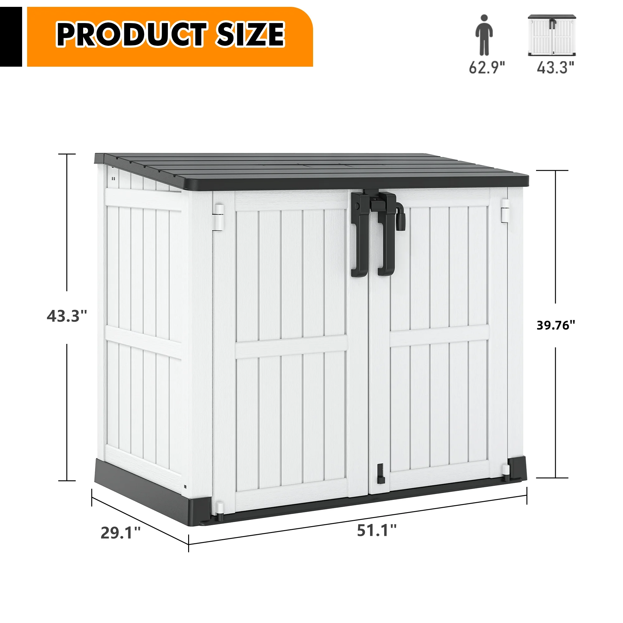 Bifanuo Outdoor Resin Storage Shed 34 Cu.ft Garden Storage Extra Large Capacity Weather Resistant Storage Box, Lockable Resin Waterproof Shed for Bike, Lawnmowe, Garden Tools