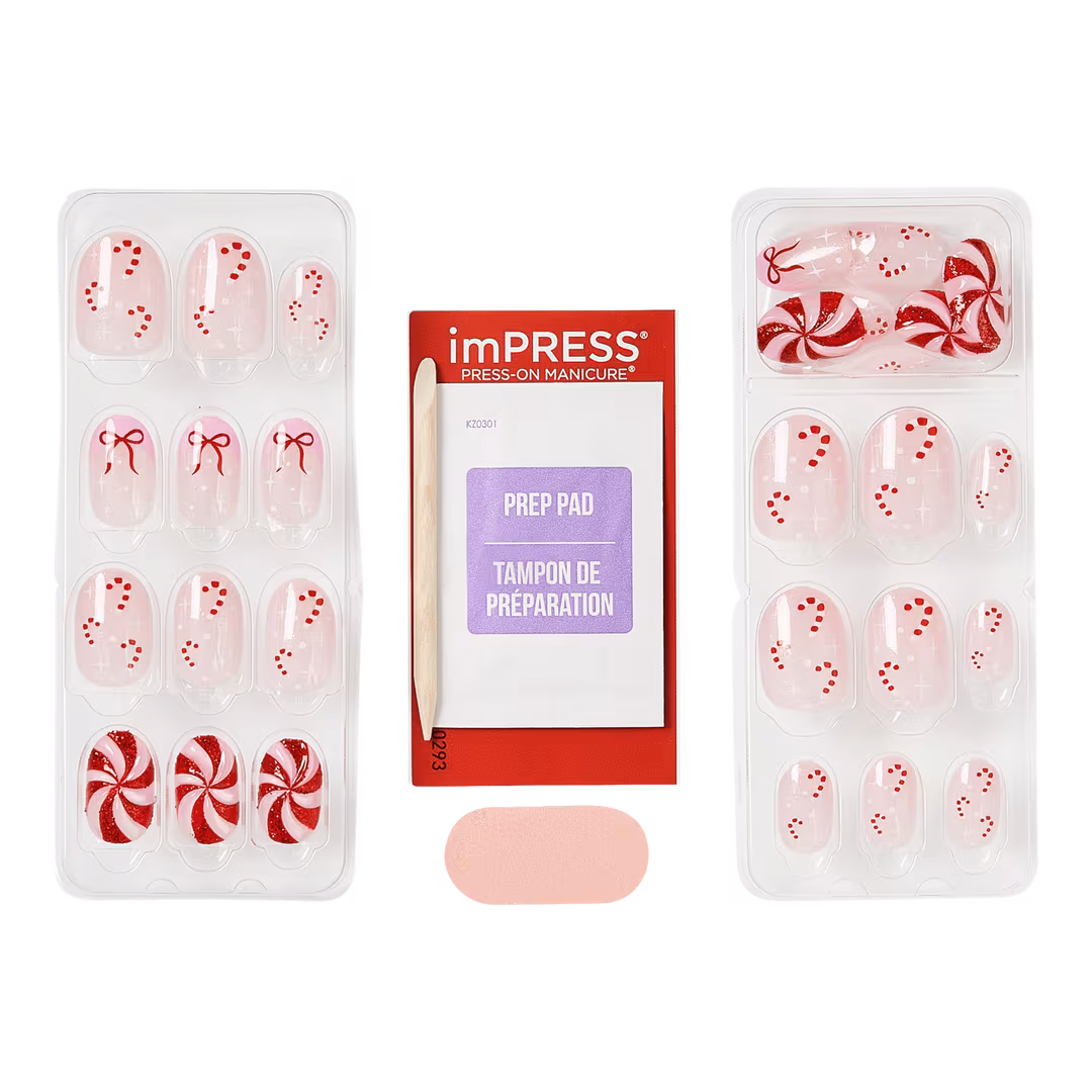 Kiss  Impress Design Short Oval Press On Nails, Frost