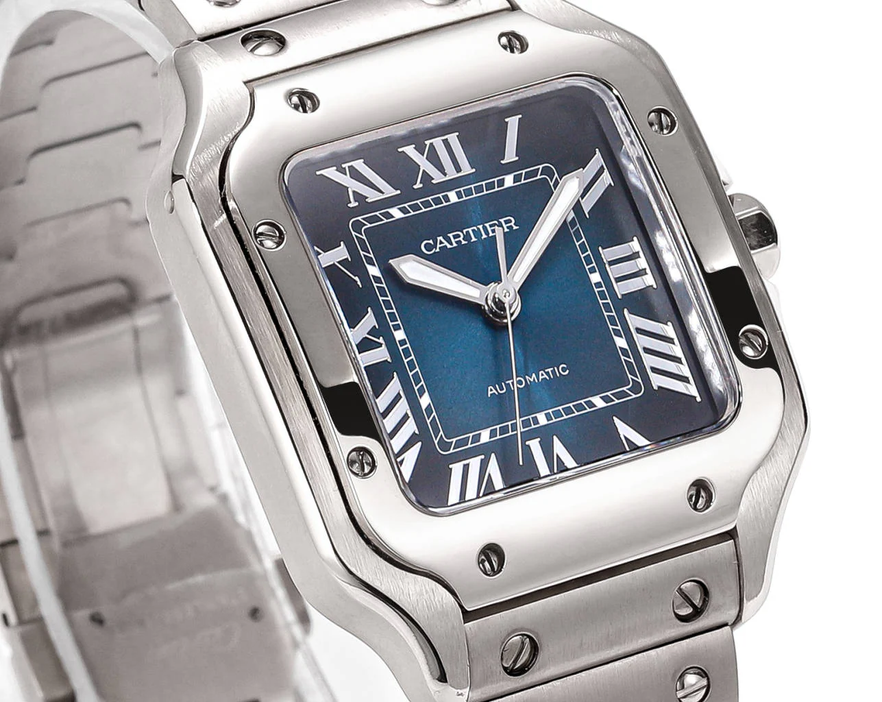 Cartier Watch SANTOS LADY 35.1MM STEEL CASE BLUE DIAL