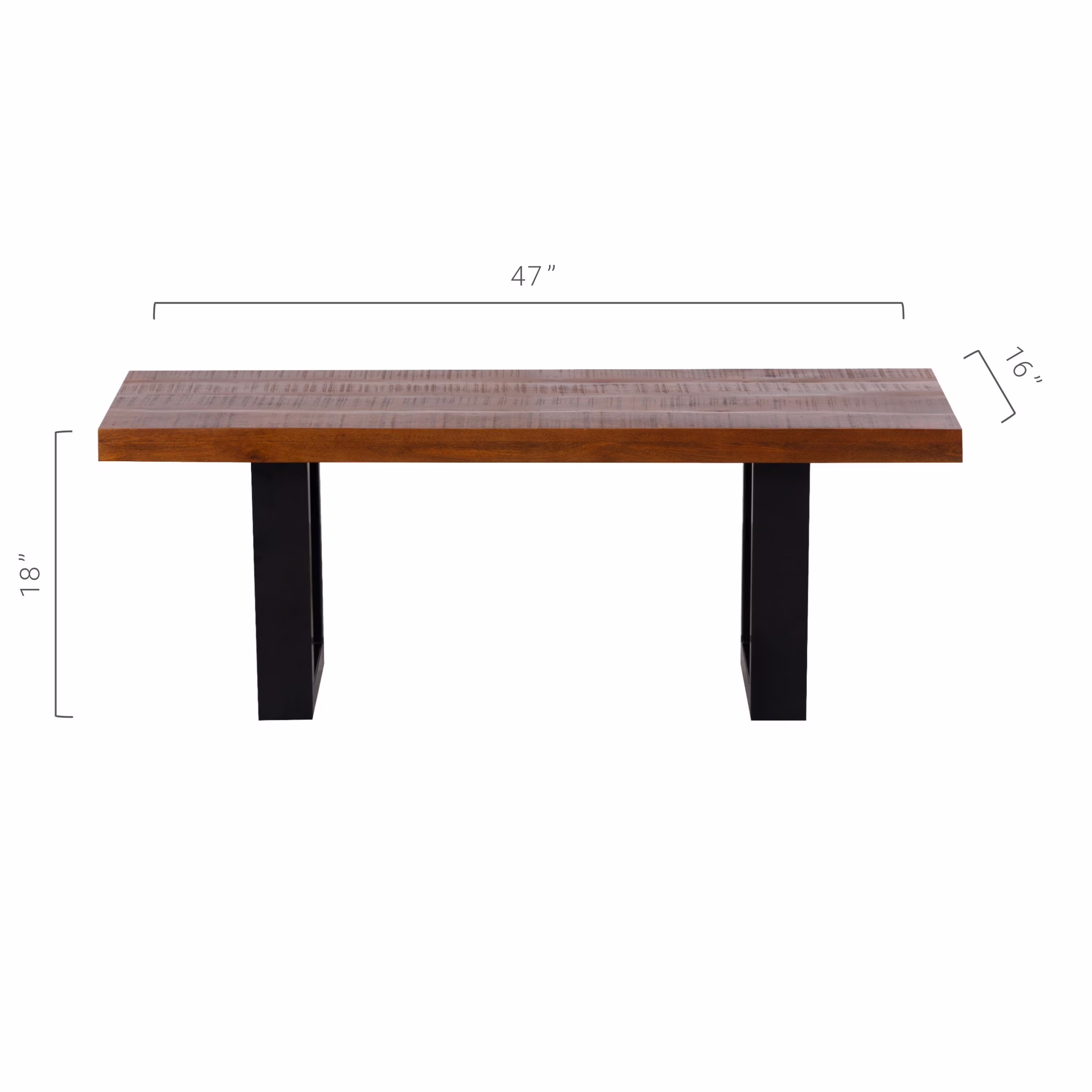 Fab Habitat Aurora 2-Seater Bench - 47" L Rustic Industrial Mango Wood Entryway Bench, Handcrafted for Living Room or Bedroom, Walnut Finish