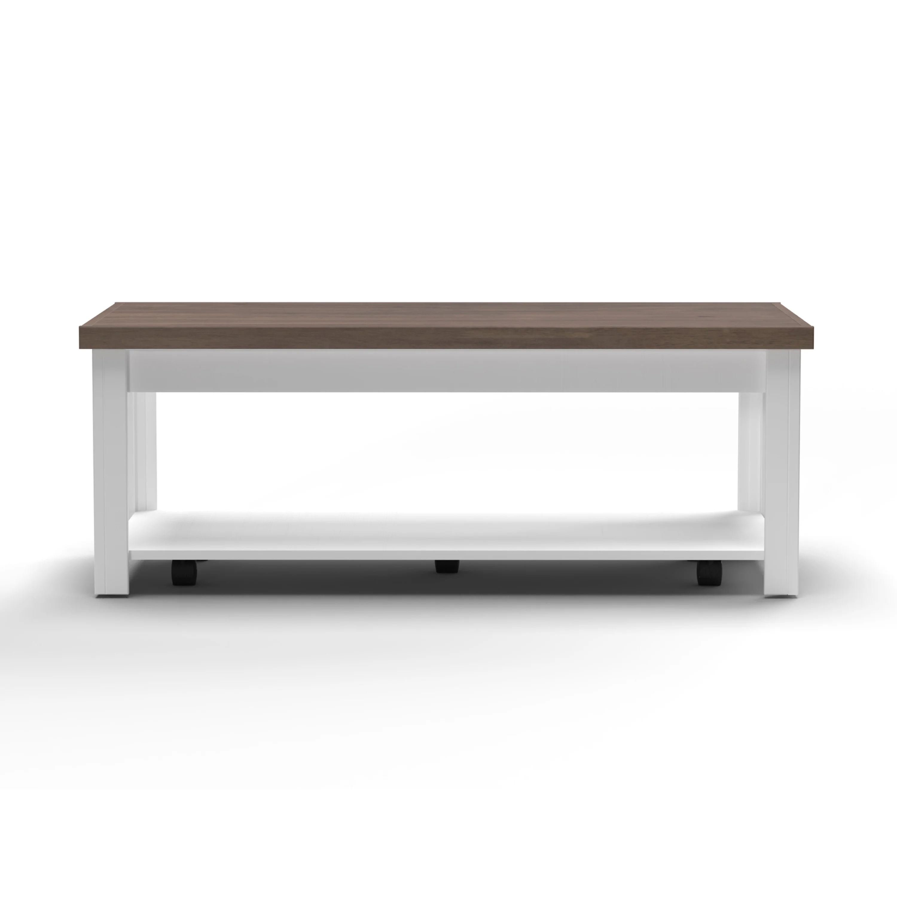 Bridgevine Home Hampton 48 inch Hampton Coffee Table, No Assembly Required, Jasmine Whitewash and Barnwood Finish