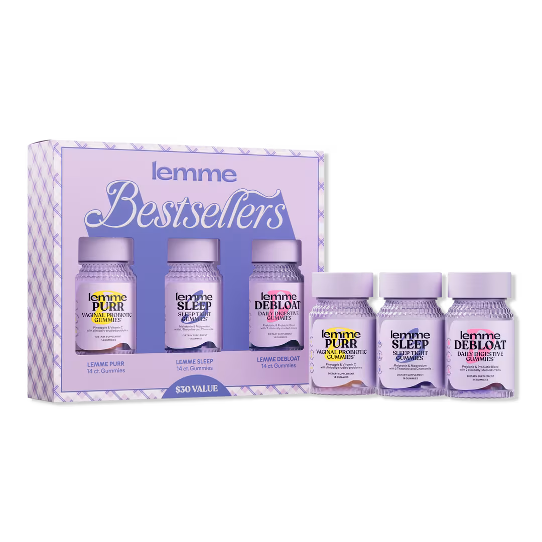 Lemme  Holiday Bestsellers Kit: Purr, Sleep, and Debloat Gummies