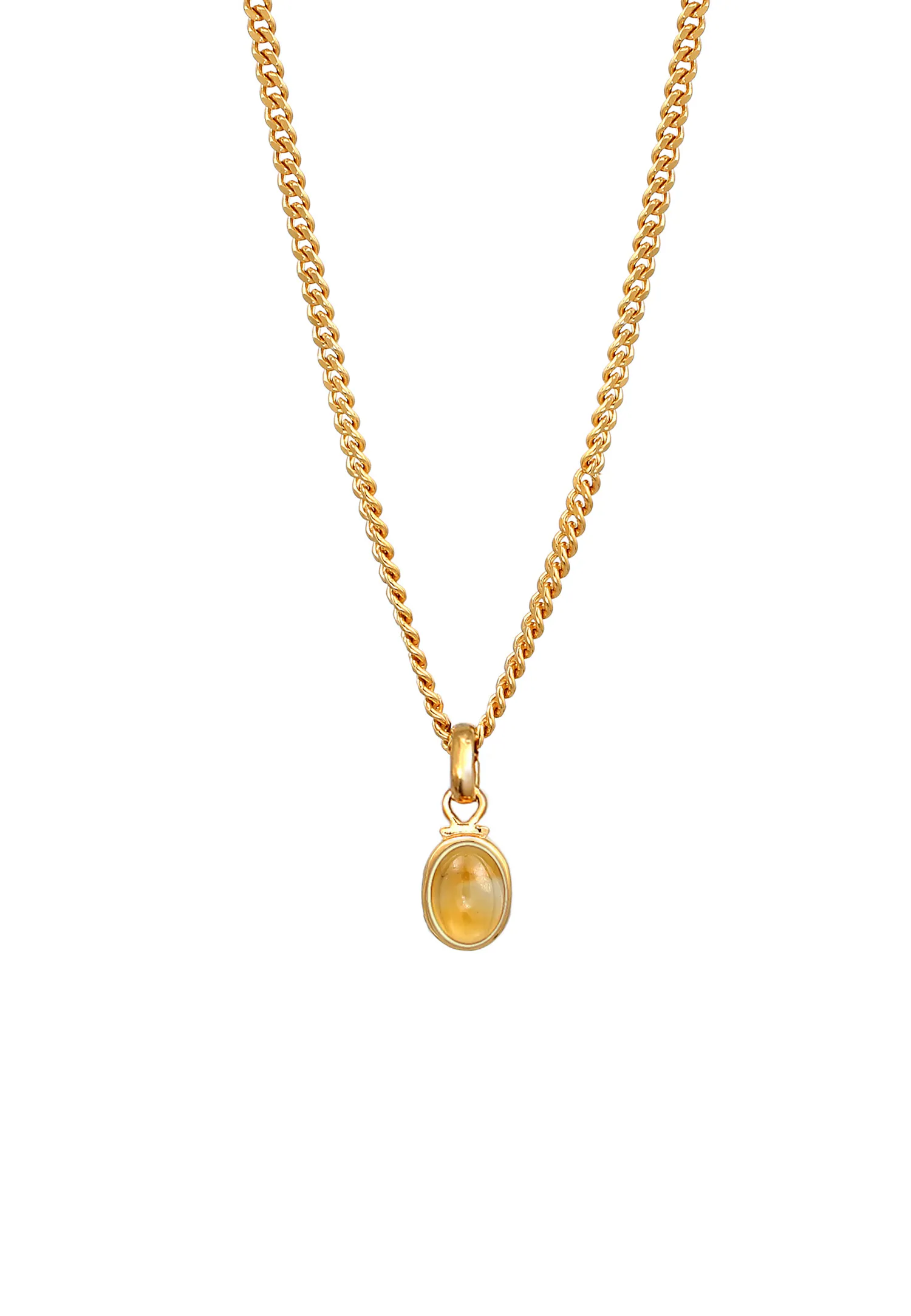 Citrine Oval Cabochon Klassik 925 Silber