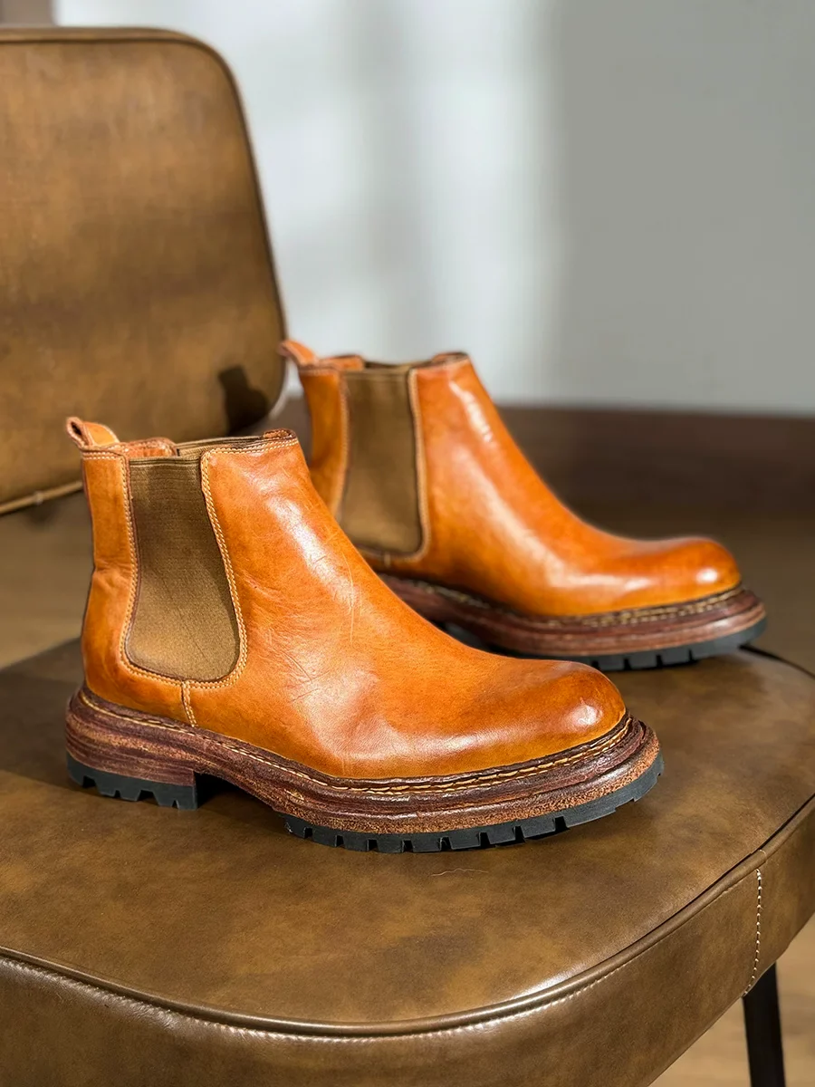 Autumn and winter handmade Goodyear Chelsea boots