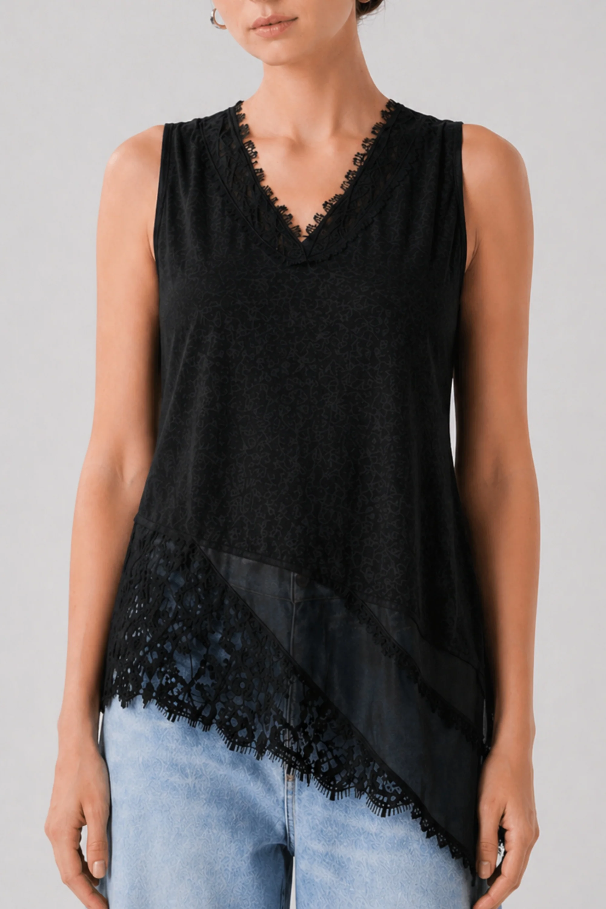 Black Lace Cascade Top