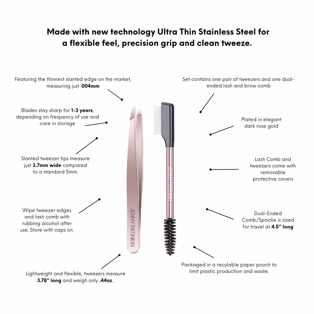 Jenny Patinkin  The Big Reveal Touch Up Tools for Lashes & Brows | Tweezers & Comb Set