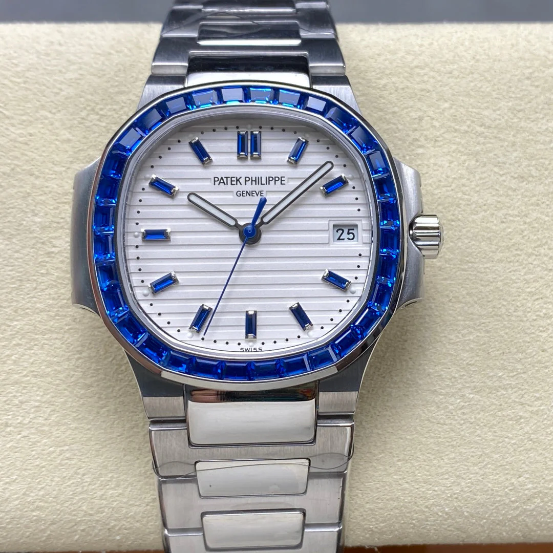 PATEK Nautilus 35.2mm Silver Blue Diamond