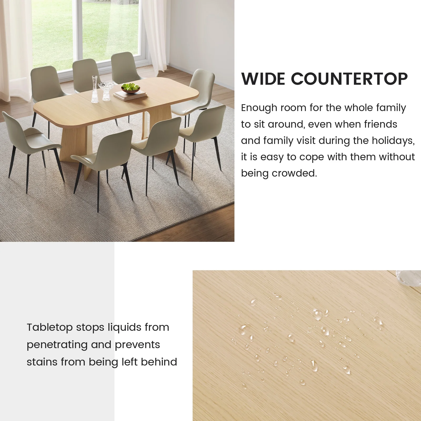Guyii 5-Piece Dining Table Set for 4-8 People, 70.86" Rectangular Dining Room Table with 4 Chairs, Modern Kitchen Table with Durable Base for Home, Dining Room, Kitchen, Oak