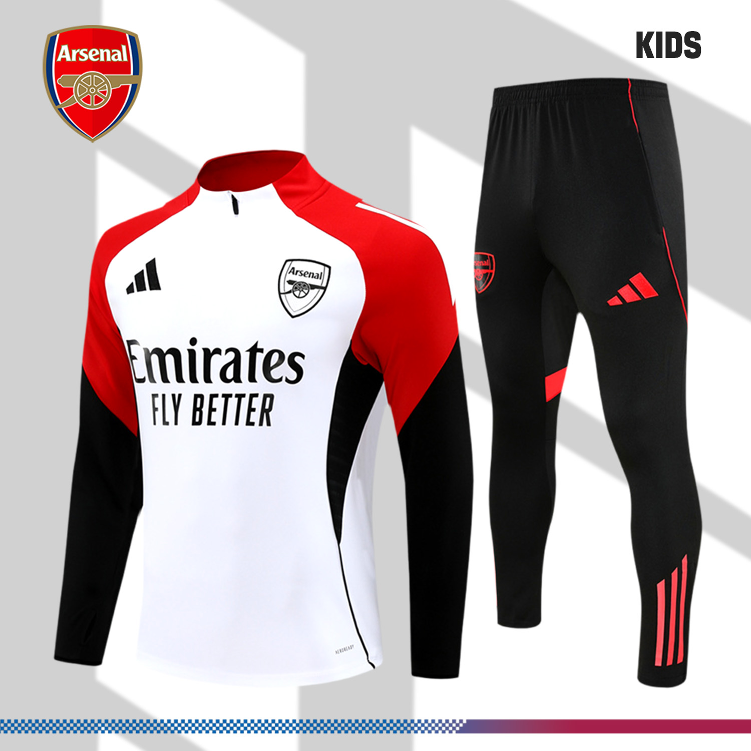 2025/2026 Arsenal Kids Half Zip Training Clothes (Kids Kit)