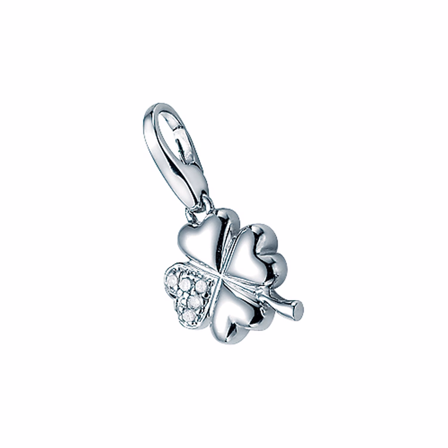 Charm Kleeblatt mit Zirkonia, Silber 925