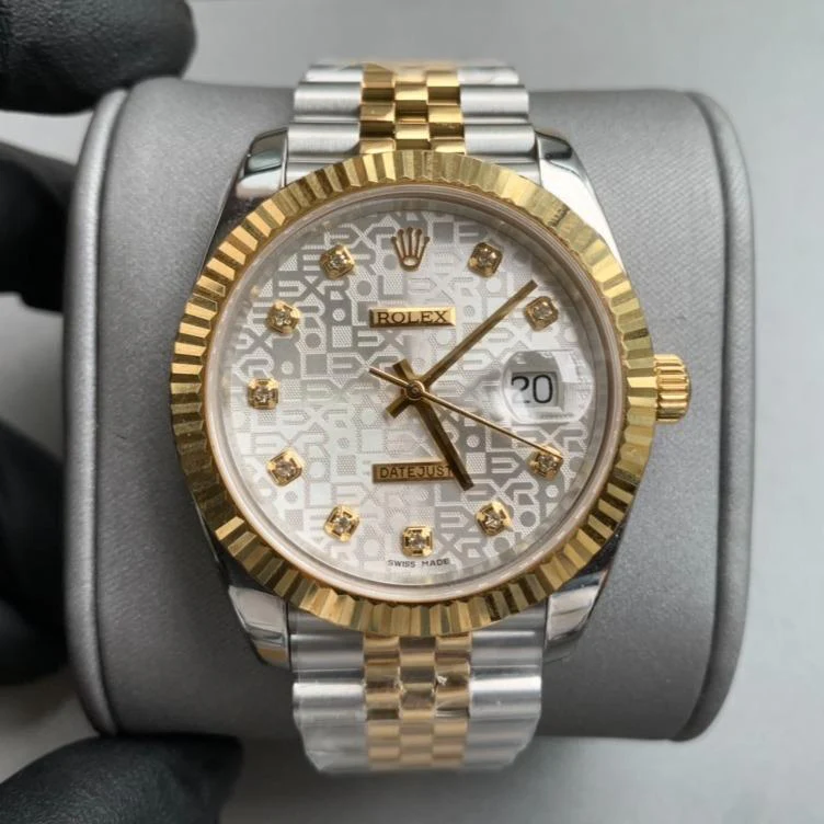 Rolex Watch DATEJUST 41 TWO-TONE GREY DIAL DIAMOND NUMERALS