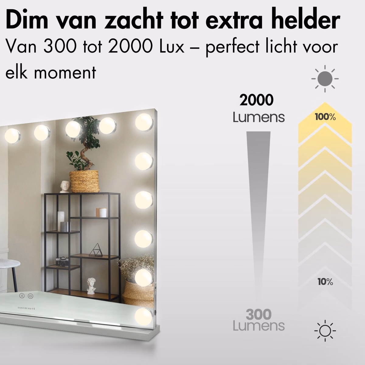 Hollywood-Spiegel 58 x 43 cm mit Bluetooth Kosmetikspiegel mit Beleuchtung