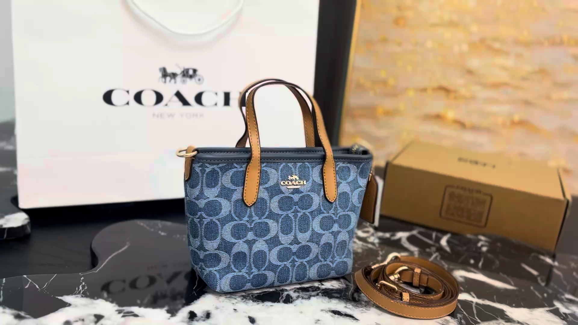 Coach Laurel 19 Denim Tote Bag