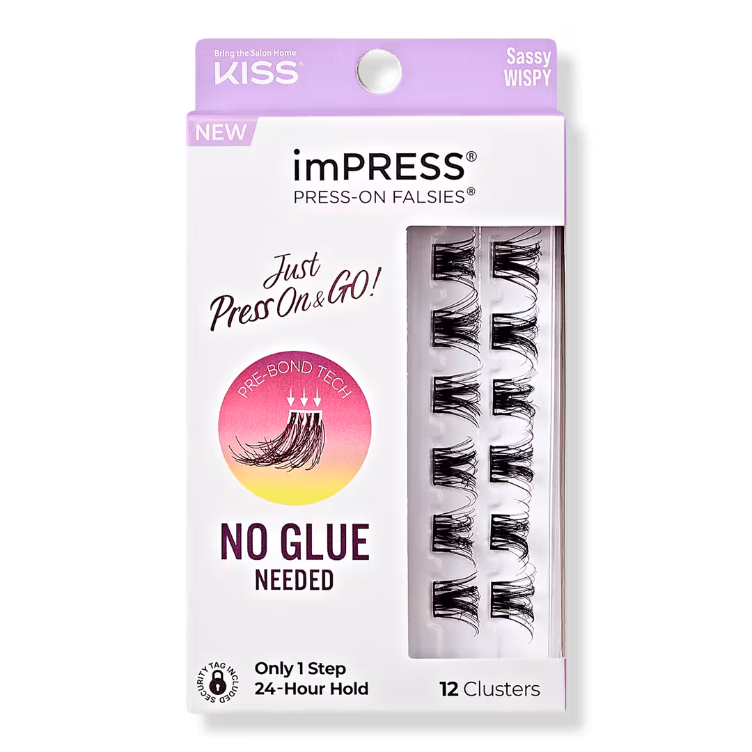 Kiss  imPRESS Press-On Falsies Eyelash Clusters, Sassy Wispy