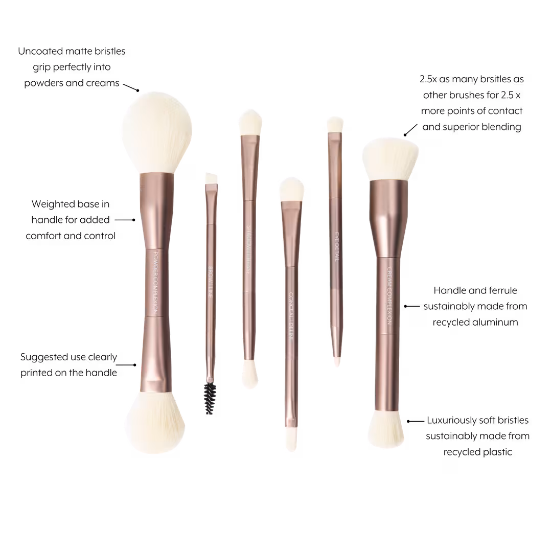 Jenny Patinkin  Sustainable Luxury Dual-Ended Makeup Brush Set | 12-in-1 Vegan Brushes