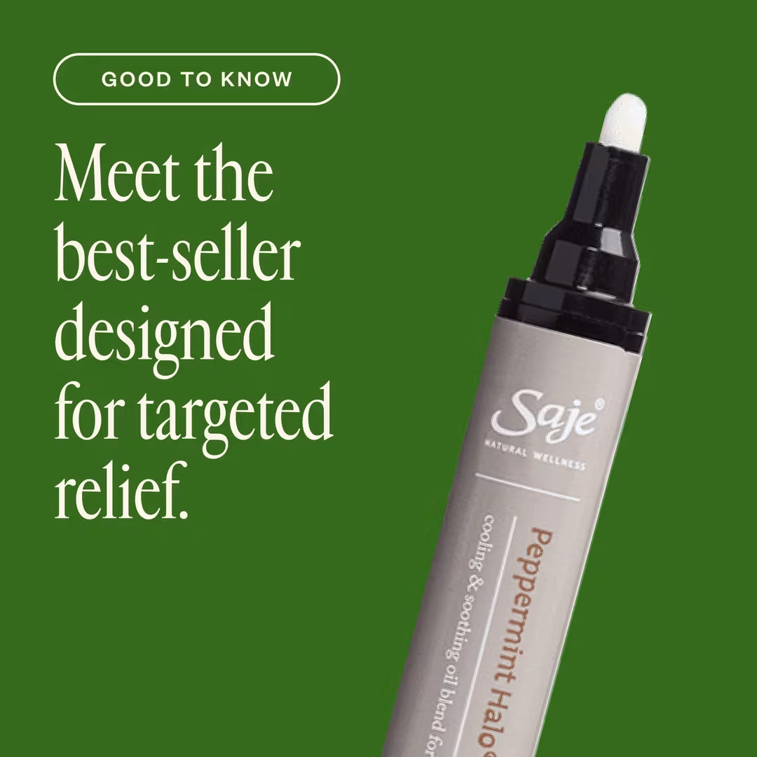 Saje Natural Wellness  Peppermint Halo Wand Cooling & Soothing Oil Blend For The Head