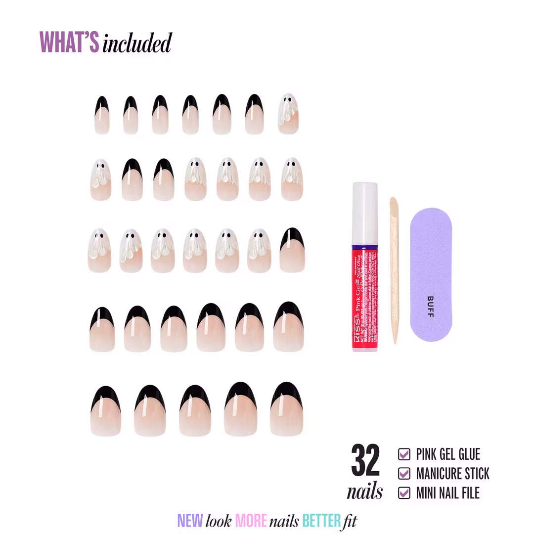 Kiss  Core Design Medium Almond Press On Nails, Midnight Makeover
