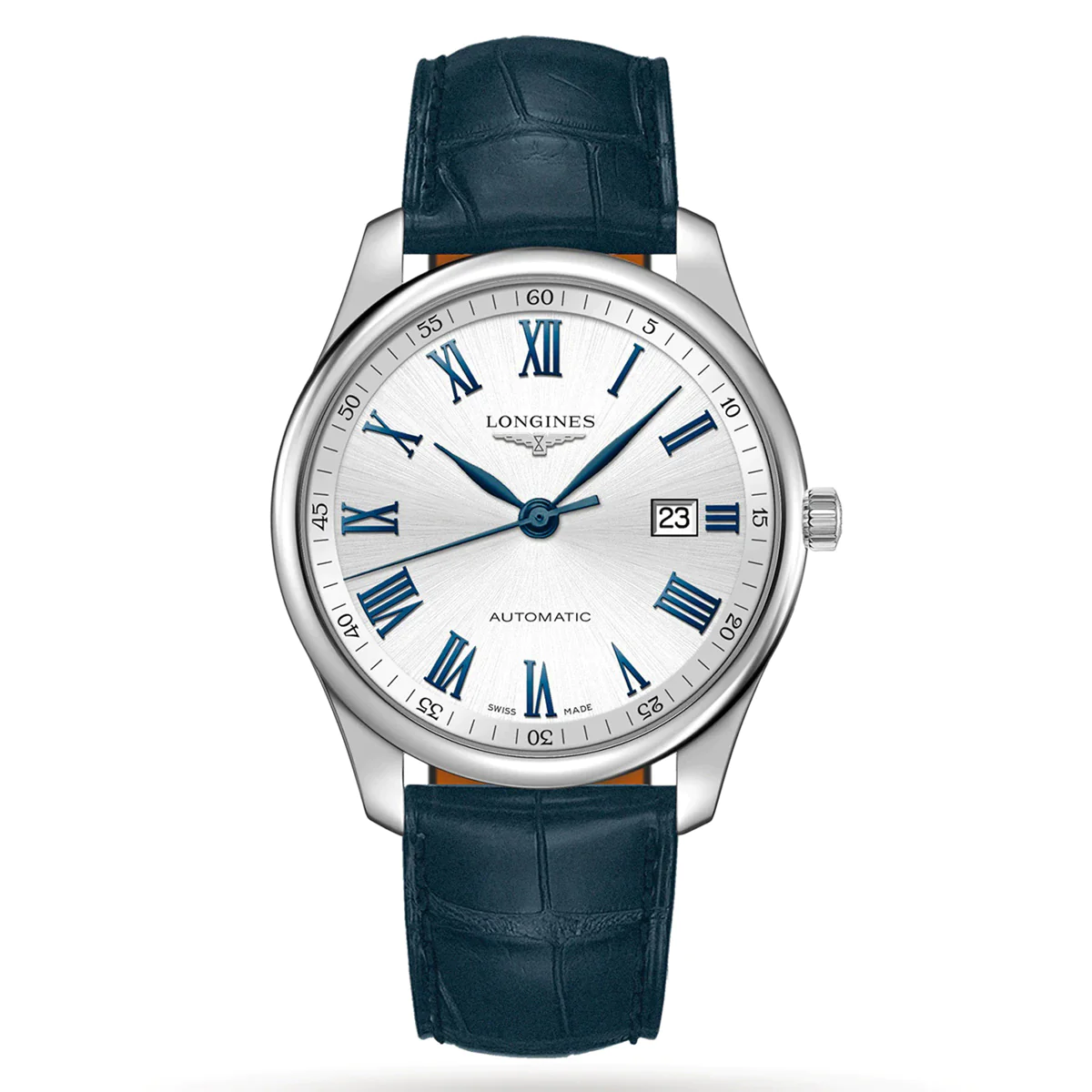Longines Masters Collection 42MM Automatic Silver Dial Blue Strap Watch L28934792