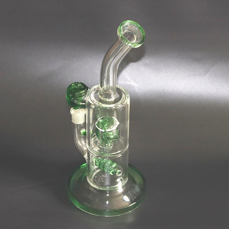 11 Green Inline Percolator Glass Bong