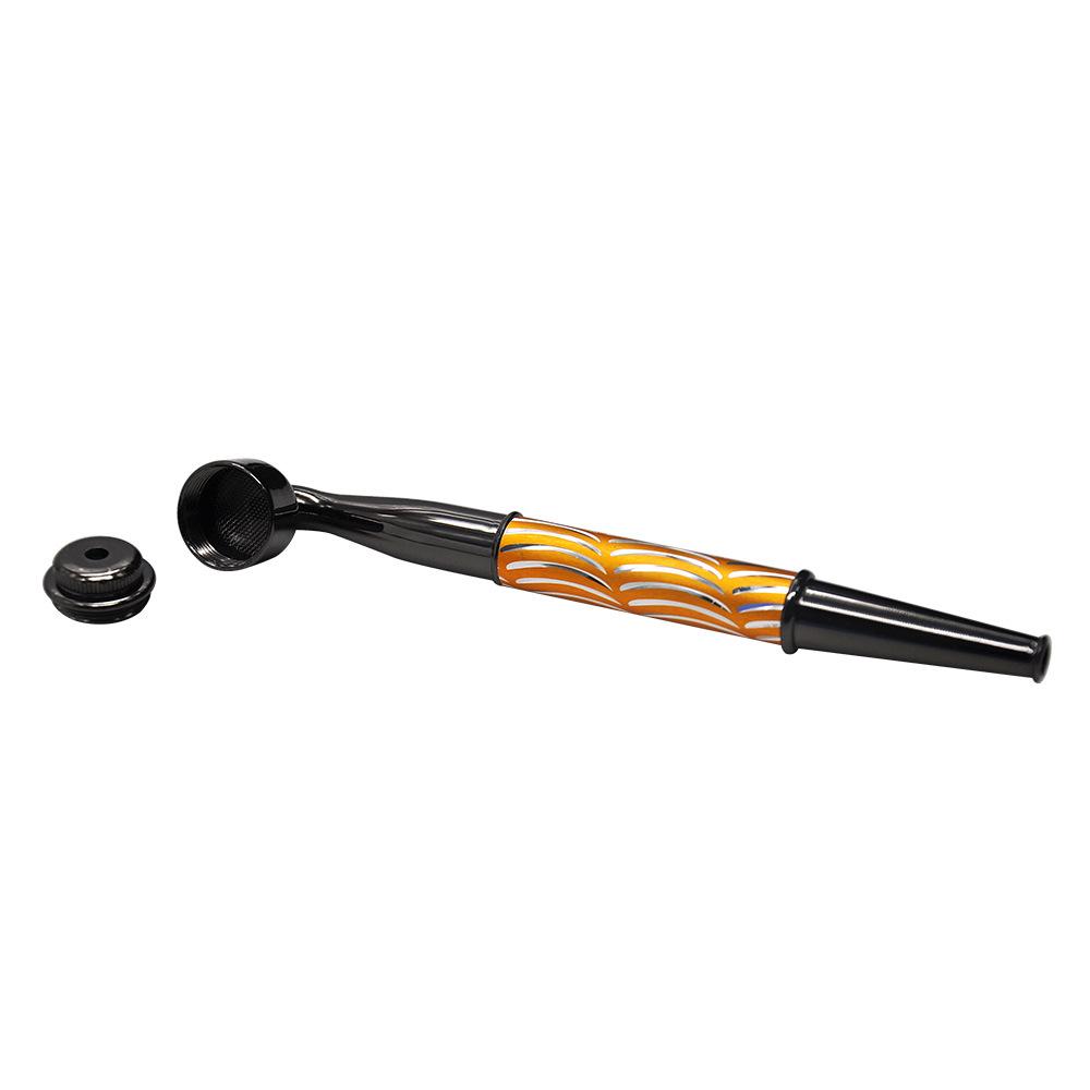 Wavy Stripe Metal Pot Pipe w/ Cap