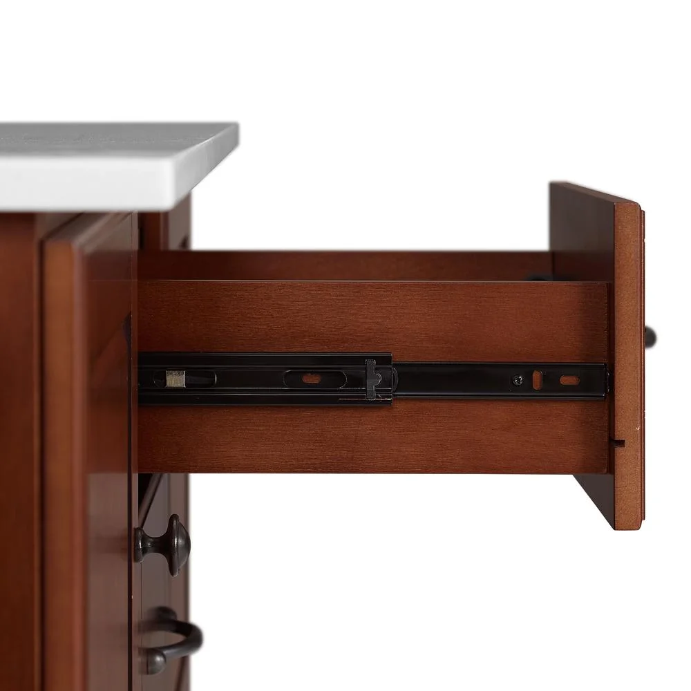 Crosley Eleanor Stone Top Kitchen Cart Mahogany/White