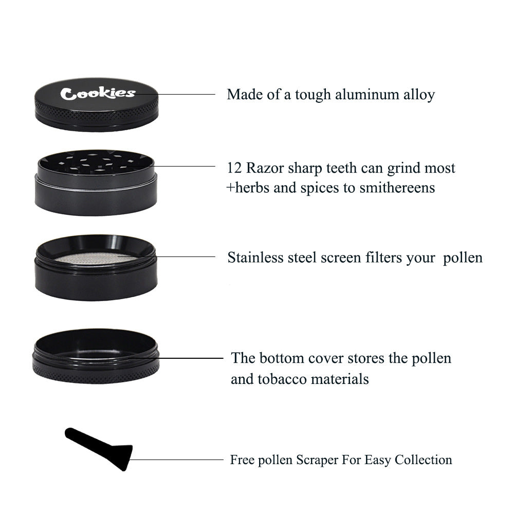 Cookies Zinc Alloy Weed Grinder 4 Layer