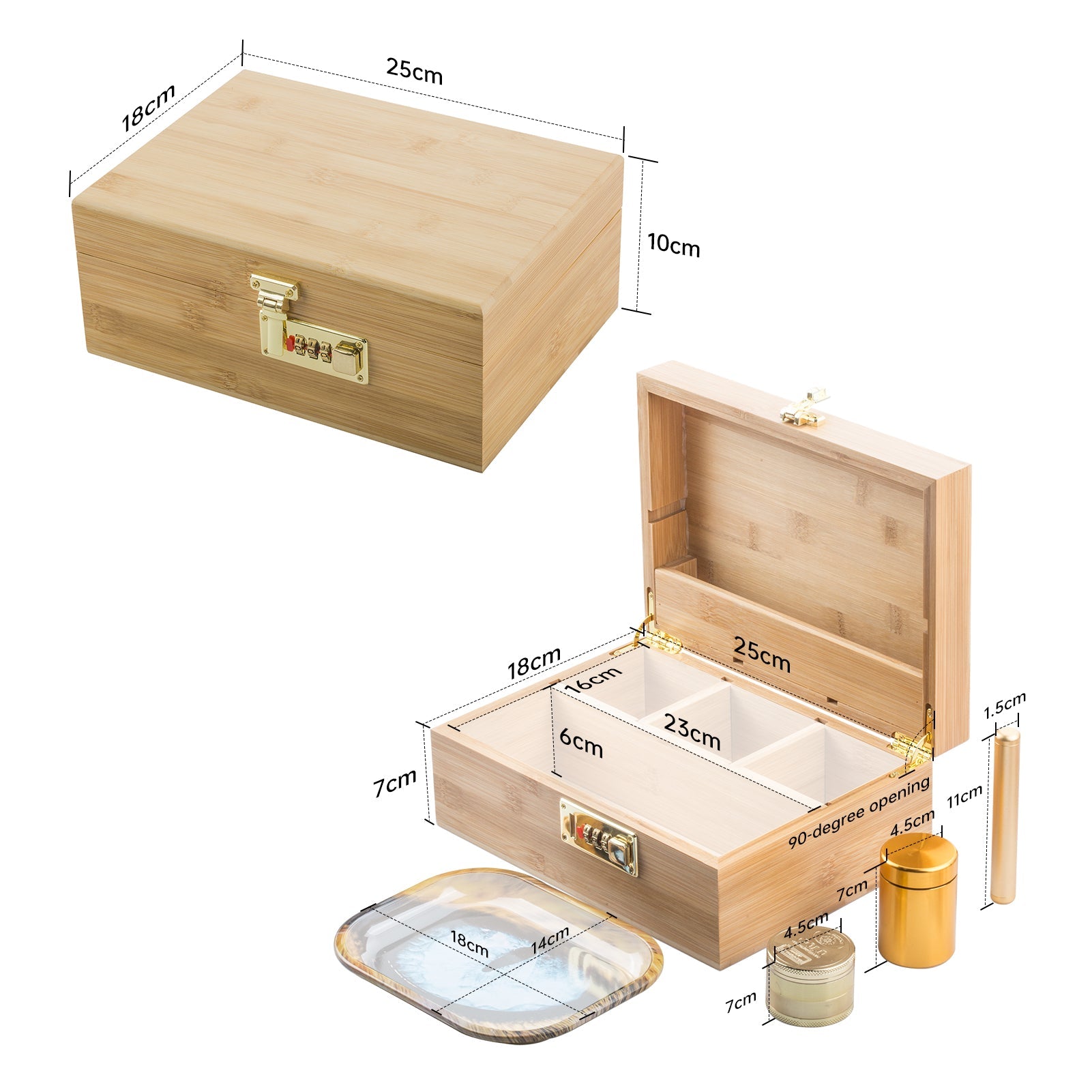 Bamboo Stash Box Combo w/ Penis Bong Sherlock Bubbler Set
