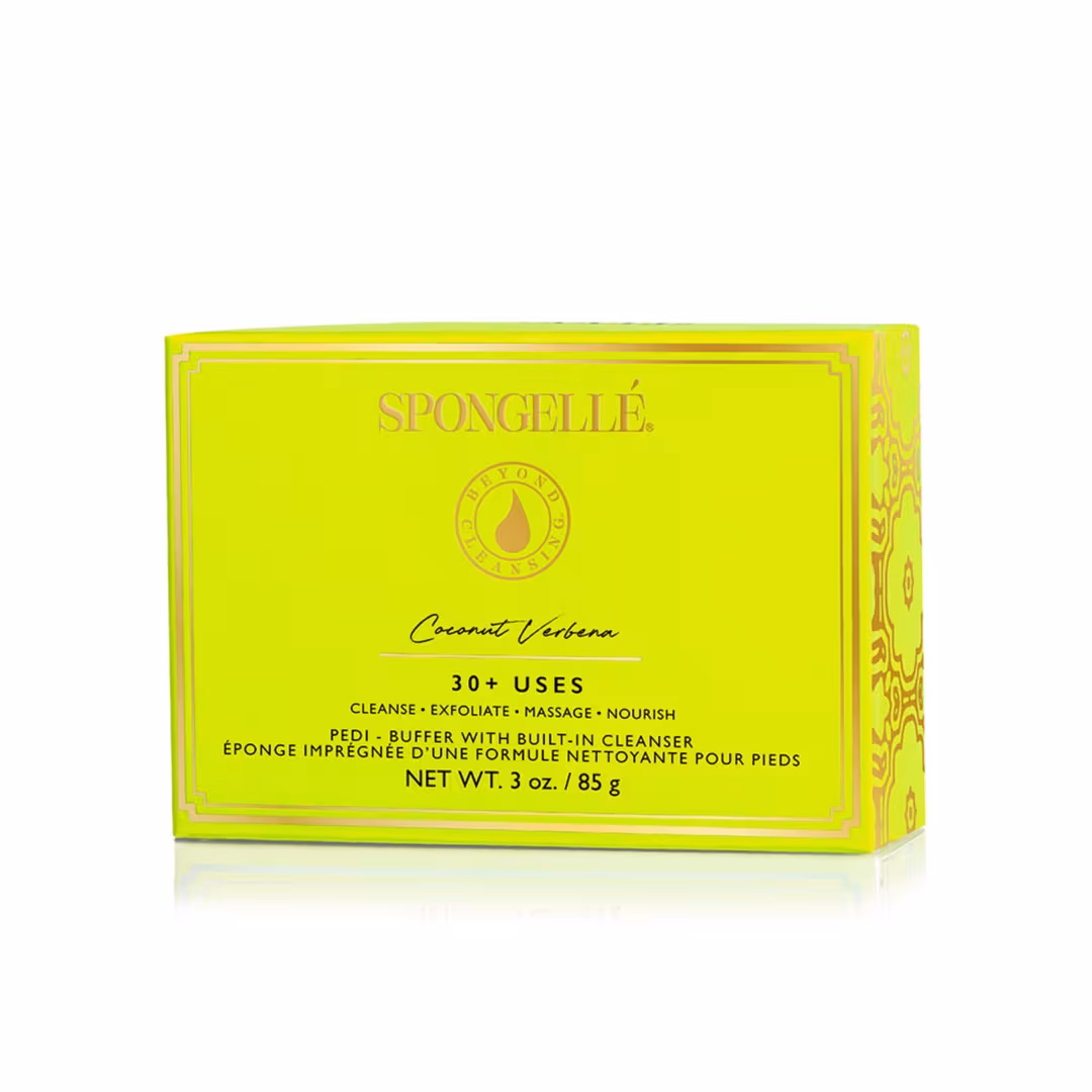SPONGELLE  Coconut Verbena Pedi Buffer | Exfoliating Foot Scrub & Cleanser