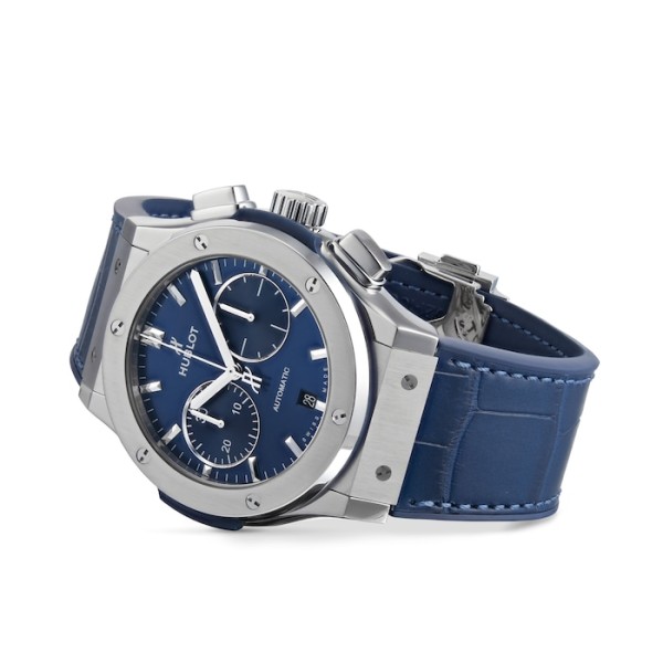 Replica Hublot Classic Fusion Men Automatic Blue Alligator Watch 521.NX.7170.LR