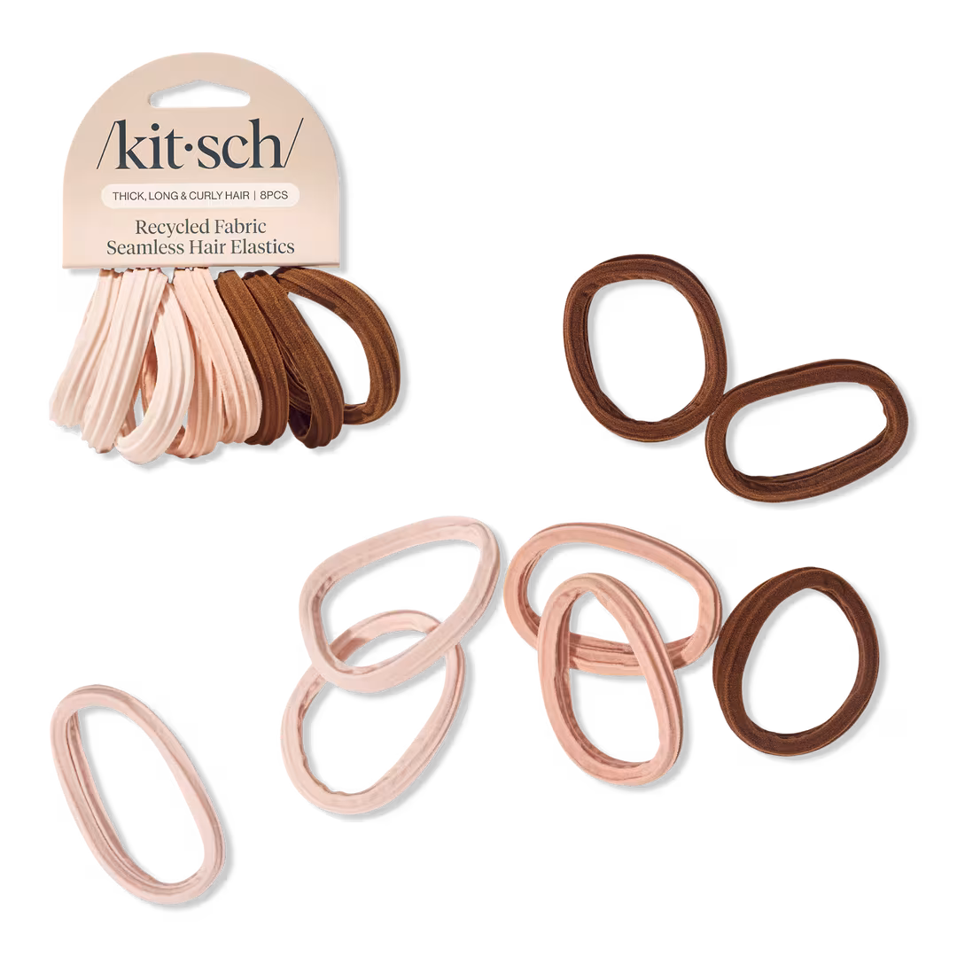 Kitsch  Recycled Fabric Seamless Hair Elastics 8 Piece Set