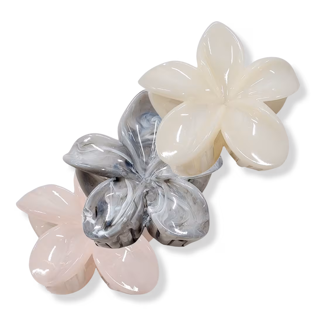 Pink Pewter  Floral Grace Claw Hair Clips