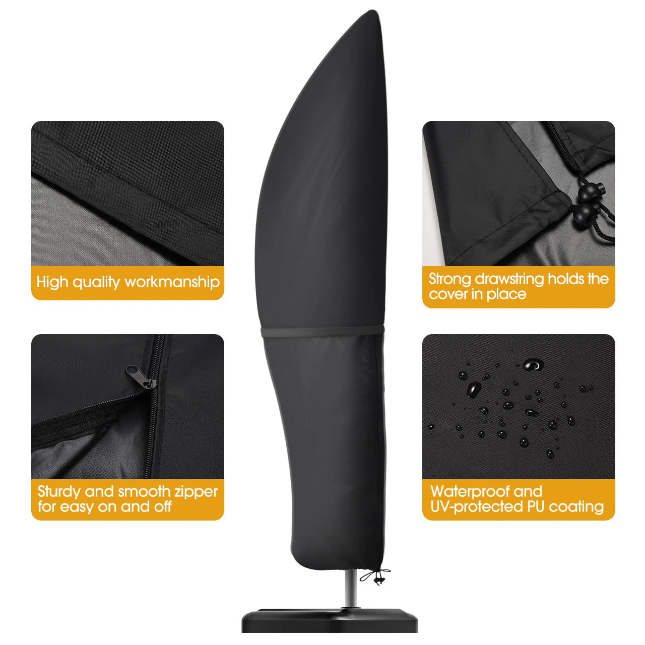 Homitt Patio Umbrella Cover, Cantilever Outdoor Umbrellas Cover, for 7ft to 11ft Offset Market Durable Umbrella Cover, Parasol Waterproof Umbrellas Cover with Zipper