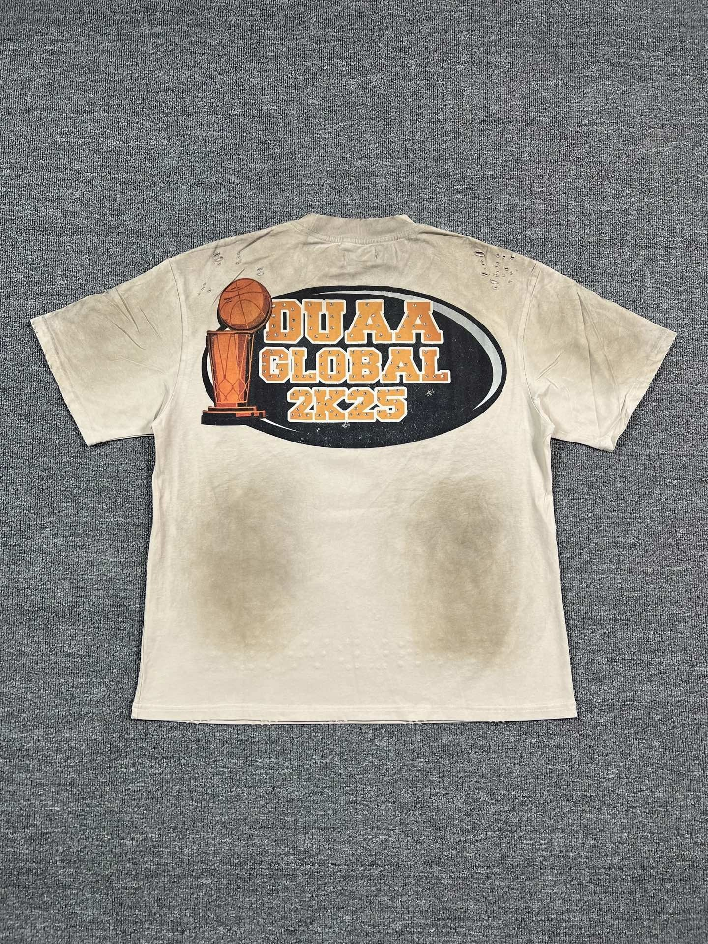 White ink direct spray with rhinestone embellishment, water-damaged vintage short-sleeved T-shirt.style 1