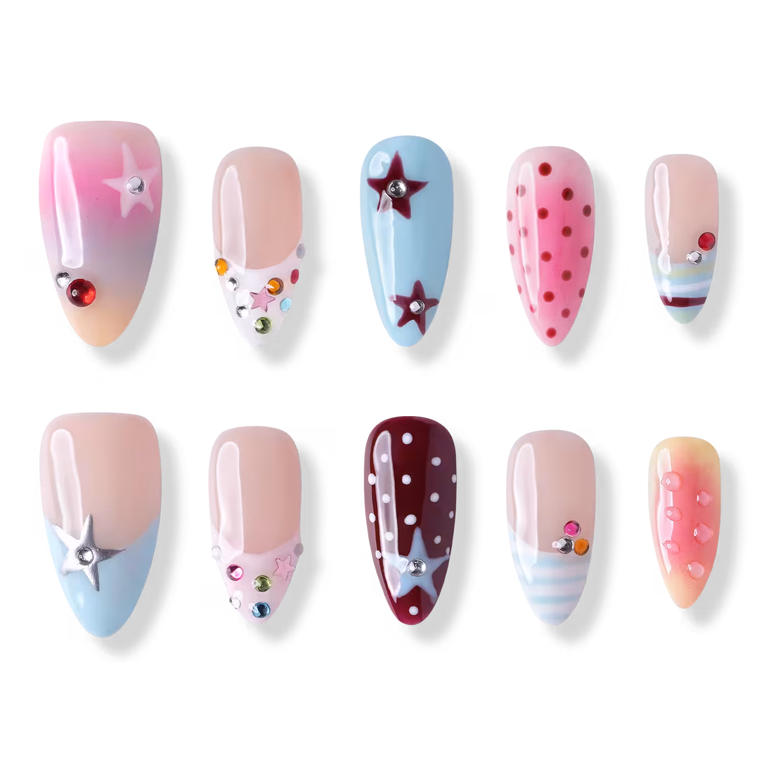 3H Nails  LA - Medium Almond Press-On Nails