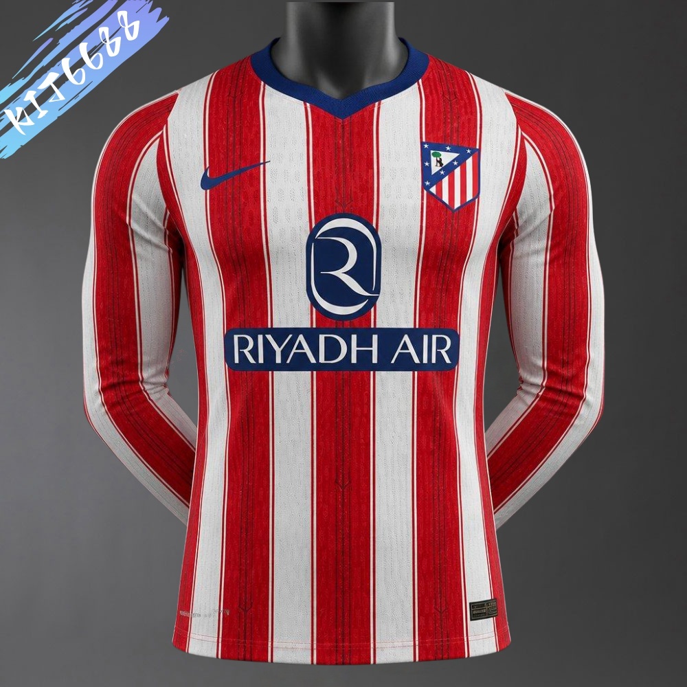 2026/2027 Atletico Madrid Home Long Sleeved Football Shirt (Player Edition)