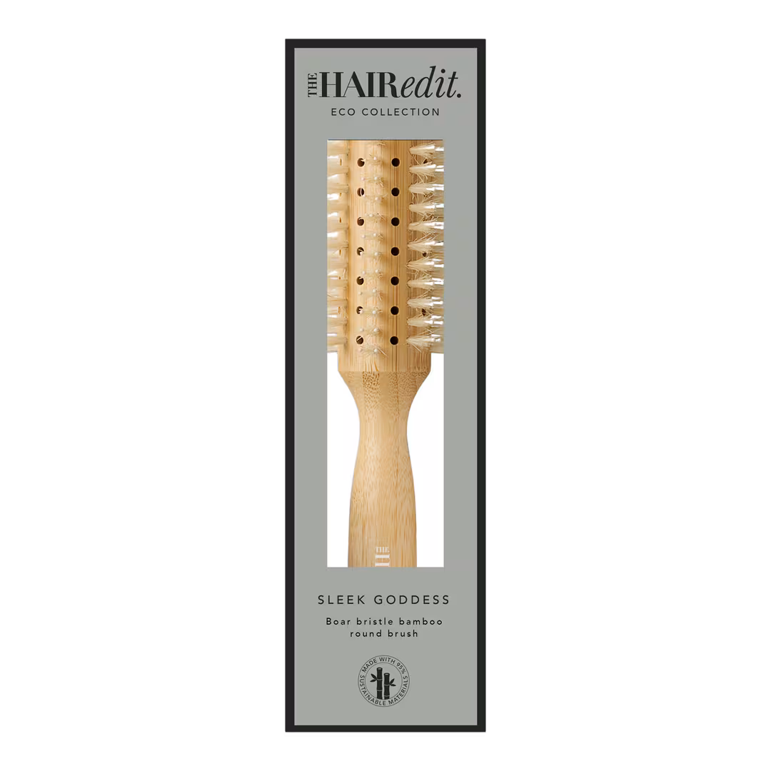 The Hair Edit  Sleek Goddess Boar Bristle Bamboo Round Brush
