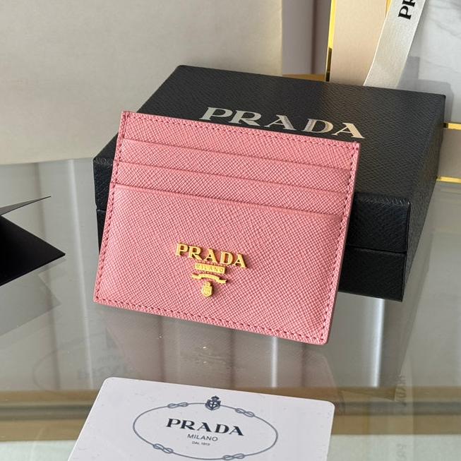 Prada 10 CARD HOLDER IN LIGHT PINK CALFSKIN