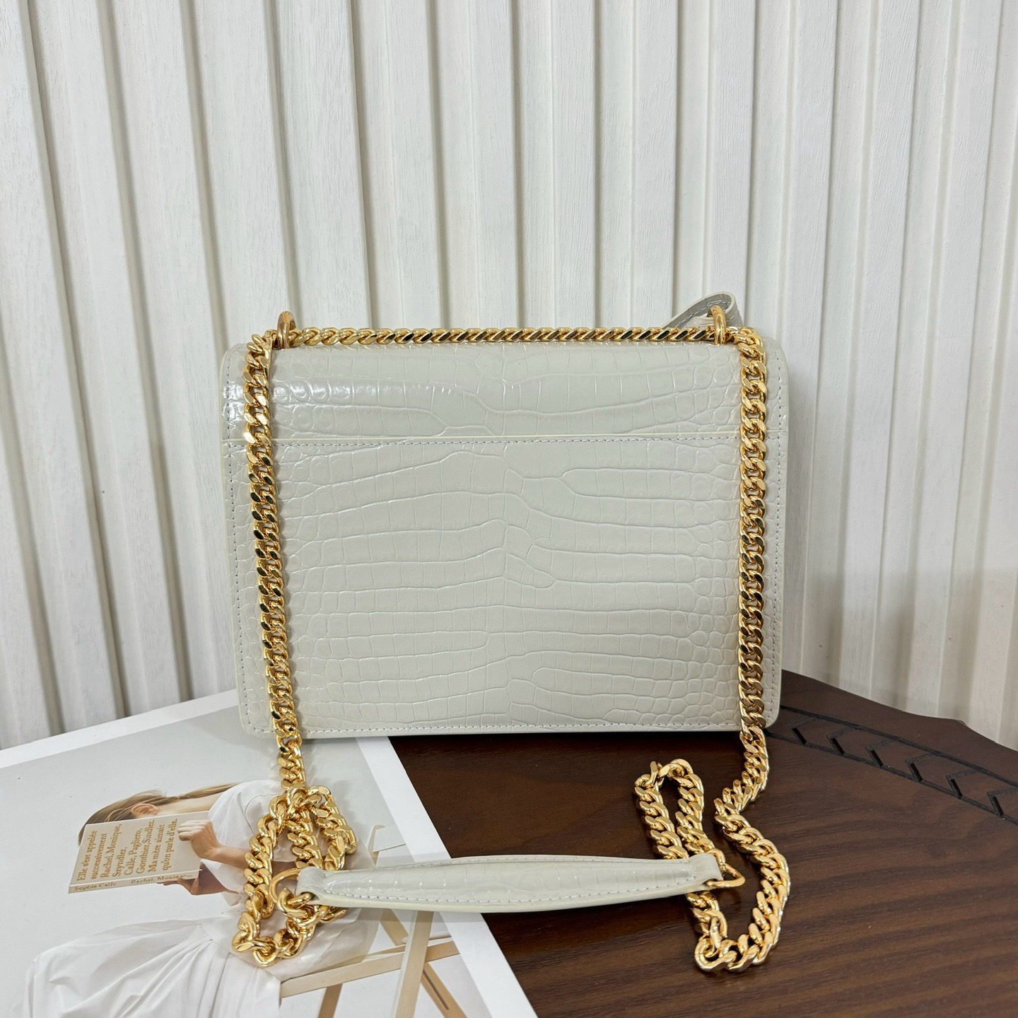 Saint Laurent YSL Sunset Medium in Crocodile-Embossed Top Quality