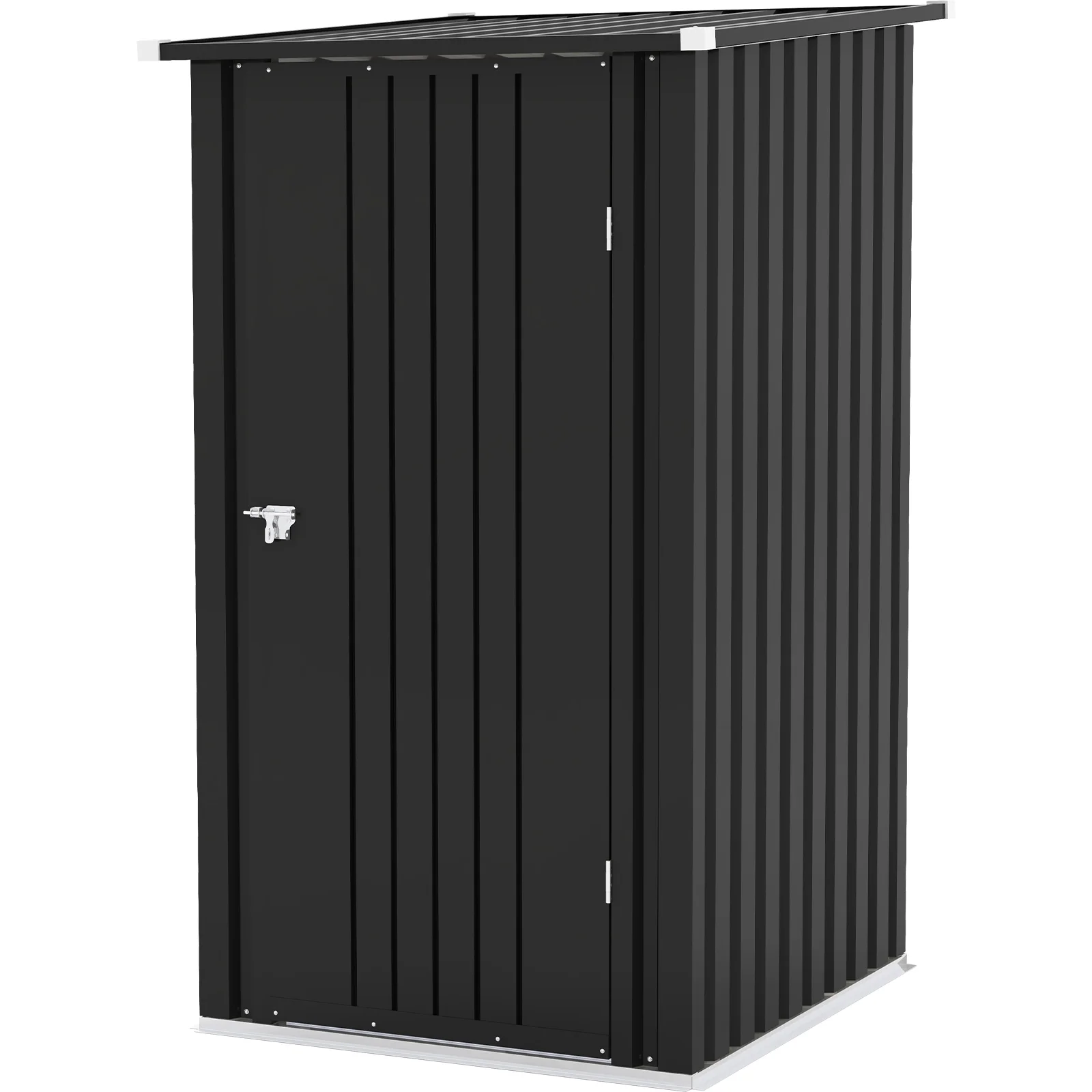 Patiowell 33FT Metal Outdoor Storage Shed with Sloping Roof and Single Lockable Door, Black
