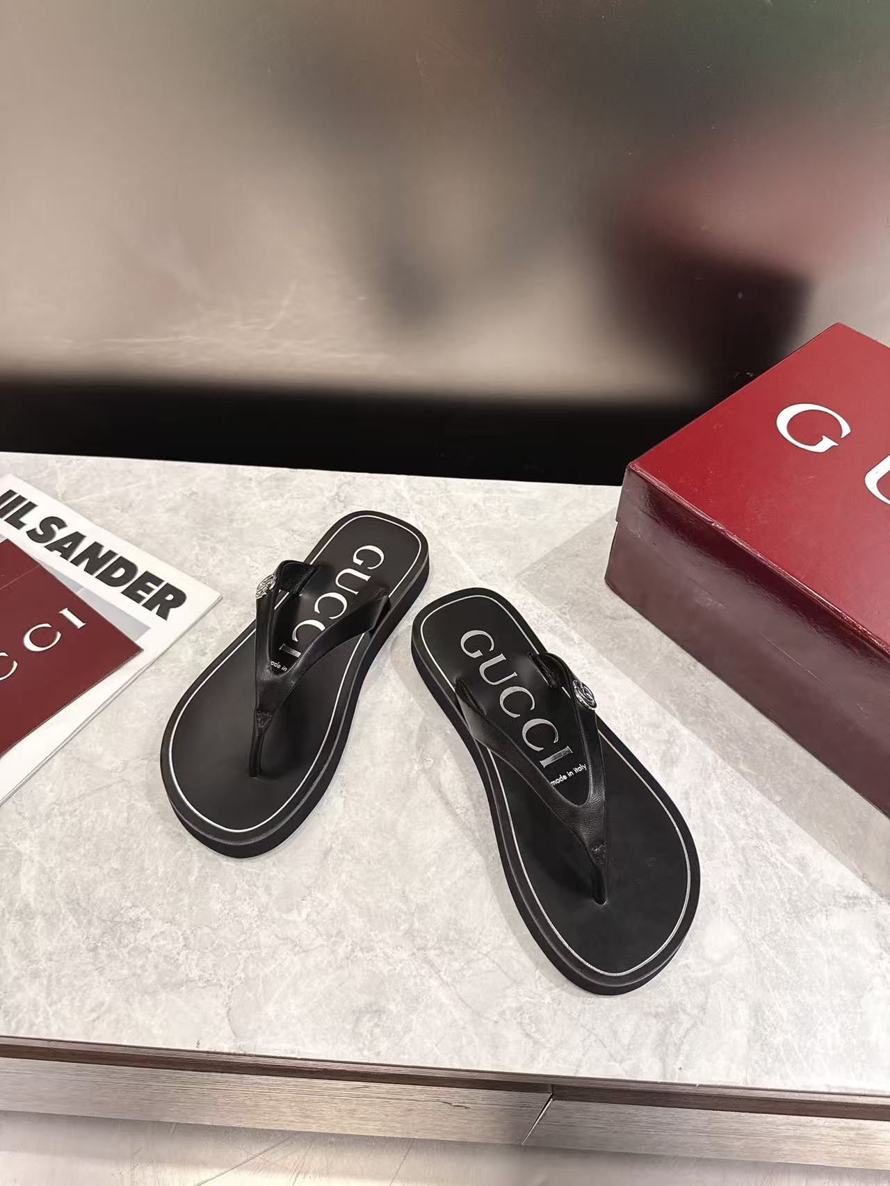 Gucci Women Thong Sandals with Double G
