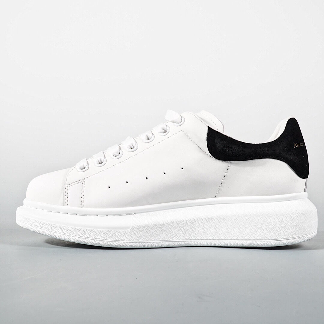 ALEXANDER MCQUEEN SUEDE-TRIMMED LEATHER EXAGGERATED-SOLE SNEAKERS-BLACK REPLICA