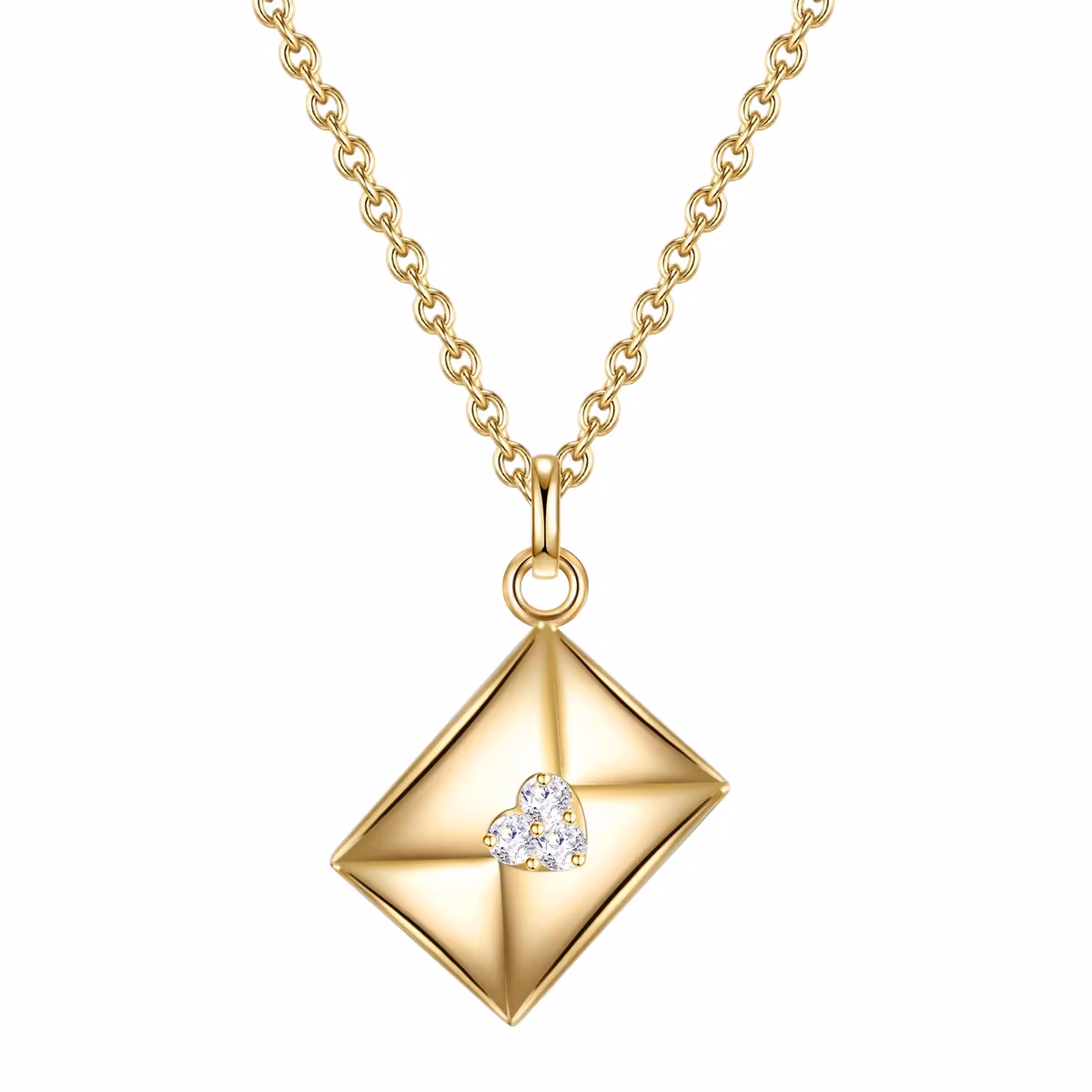 Halskette Kuvert Sterling Silber Zirkonia in Gelbgold
