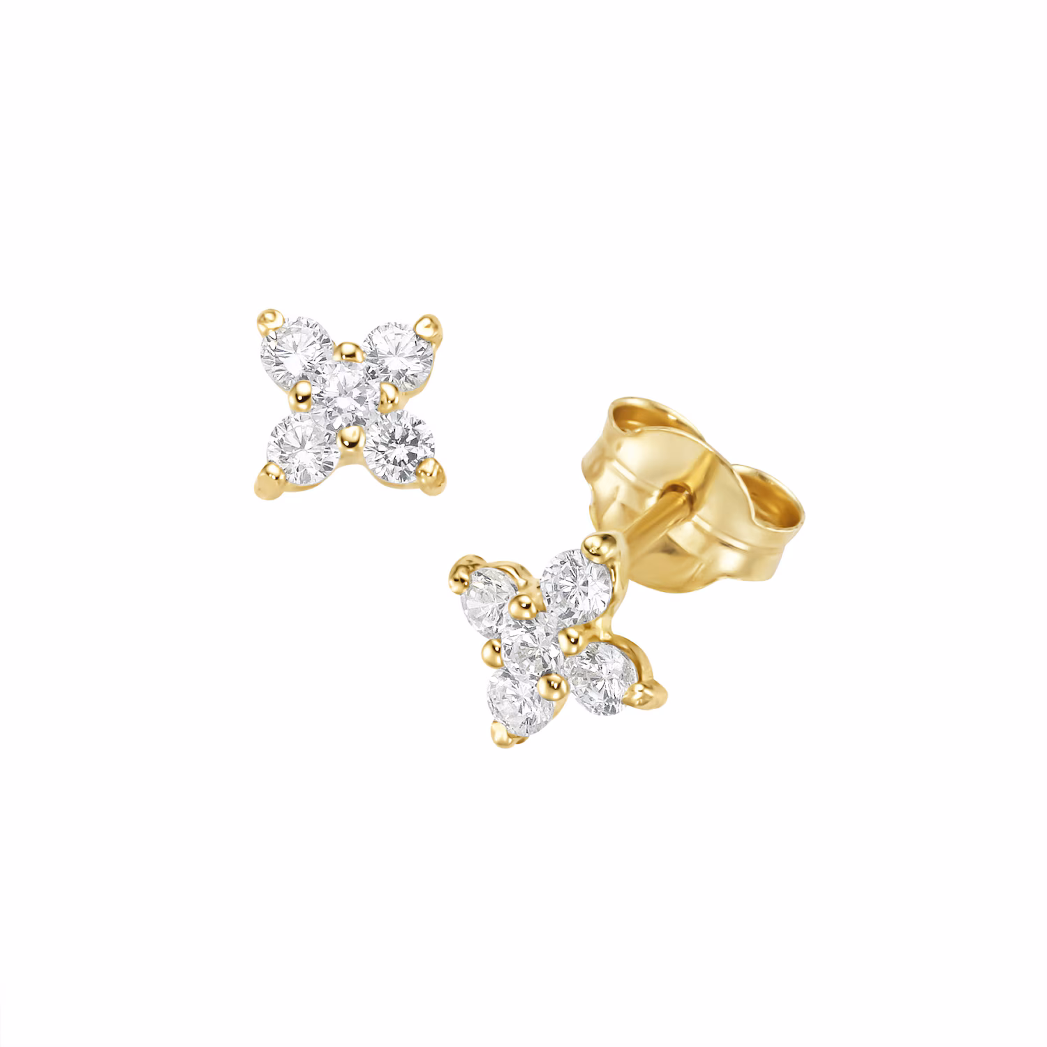 Ohrstecker Blüte mit Zirkonia, Gold 375