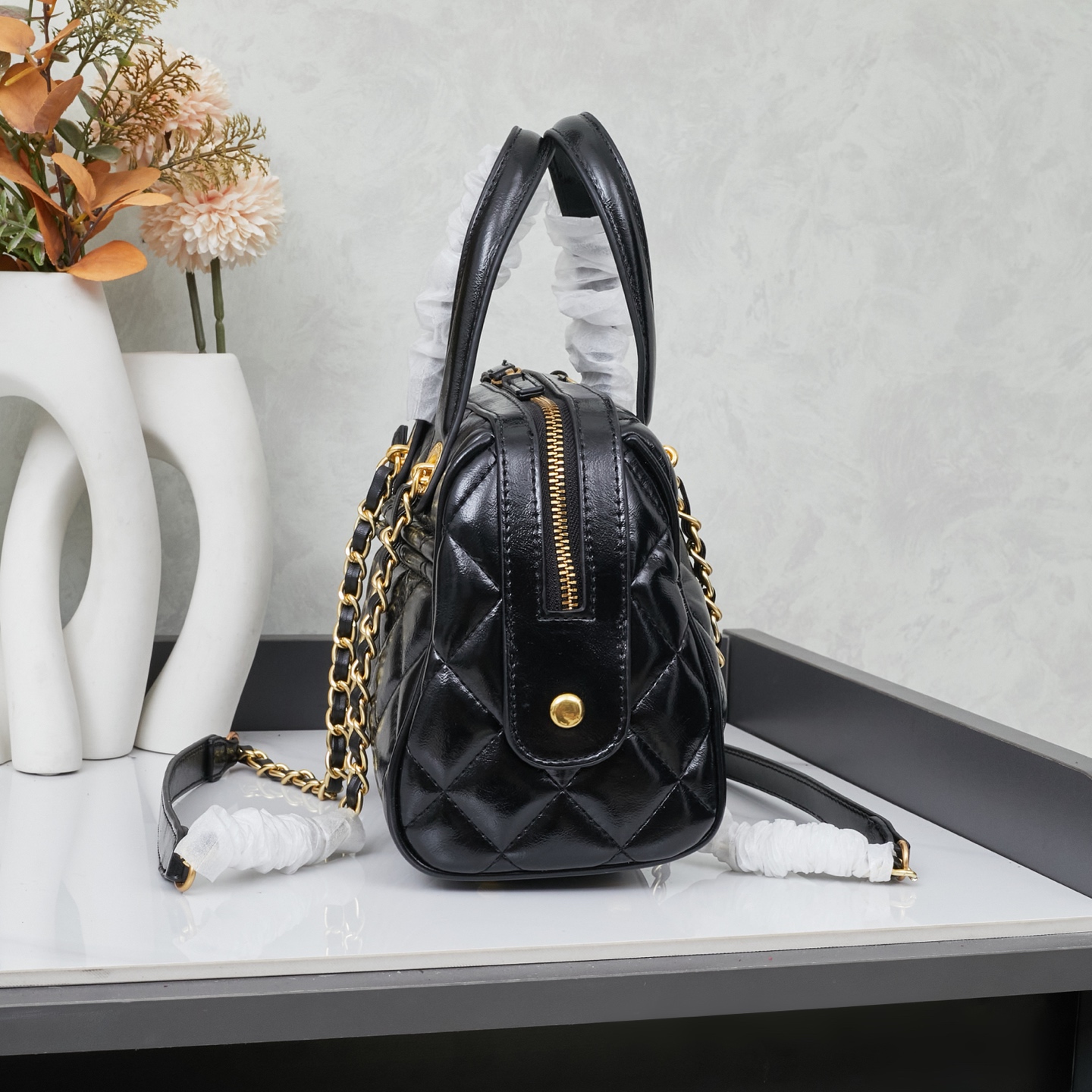 Chanel Bowling Black Gold Bag