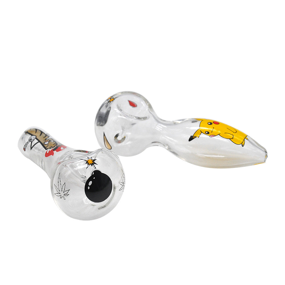 Printed Clear Glass Spoon Pipe