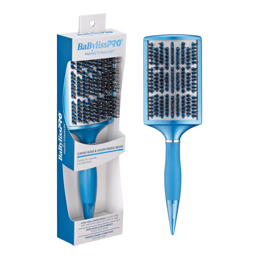 BaBylissPRO  Nano Titanium Curved Boar & Nylon Paddle Brush