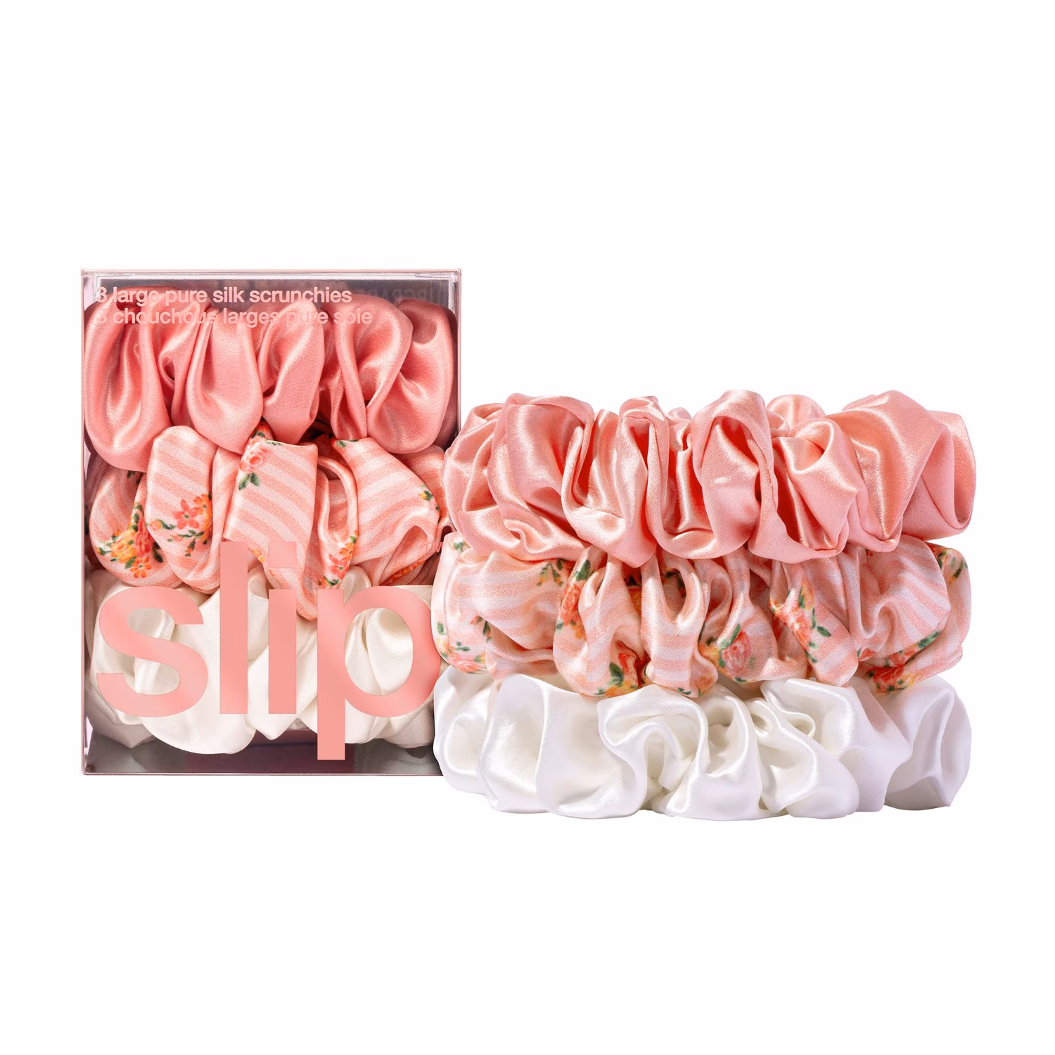 pure silk large scrunchies - petal