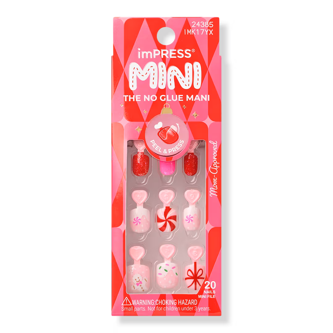 Kiss  Impress Mini Squoval Press On Nails for Kids, Frosty Fun
