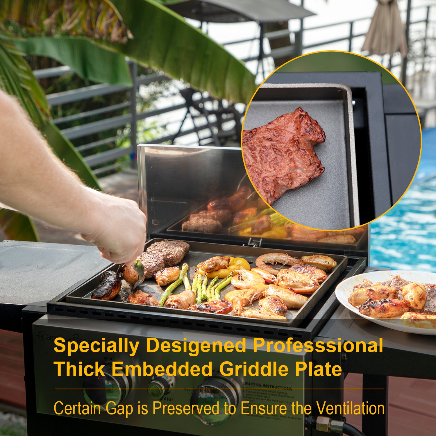 & William 2-Burner Gas Grill and Griddle Combo with Wheels