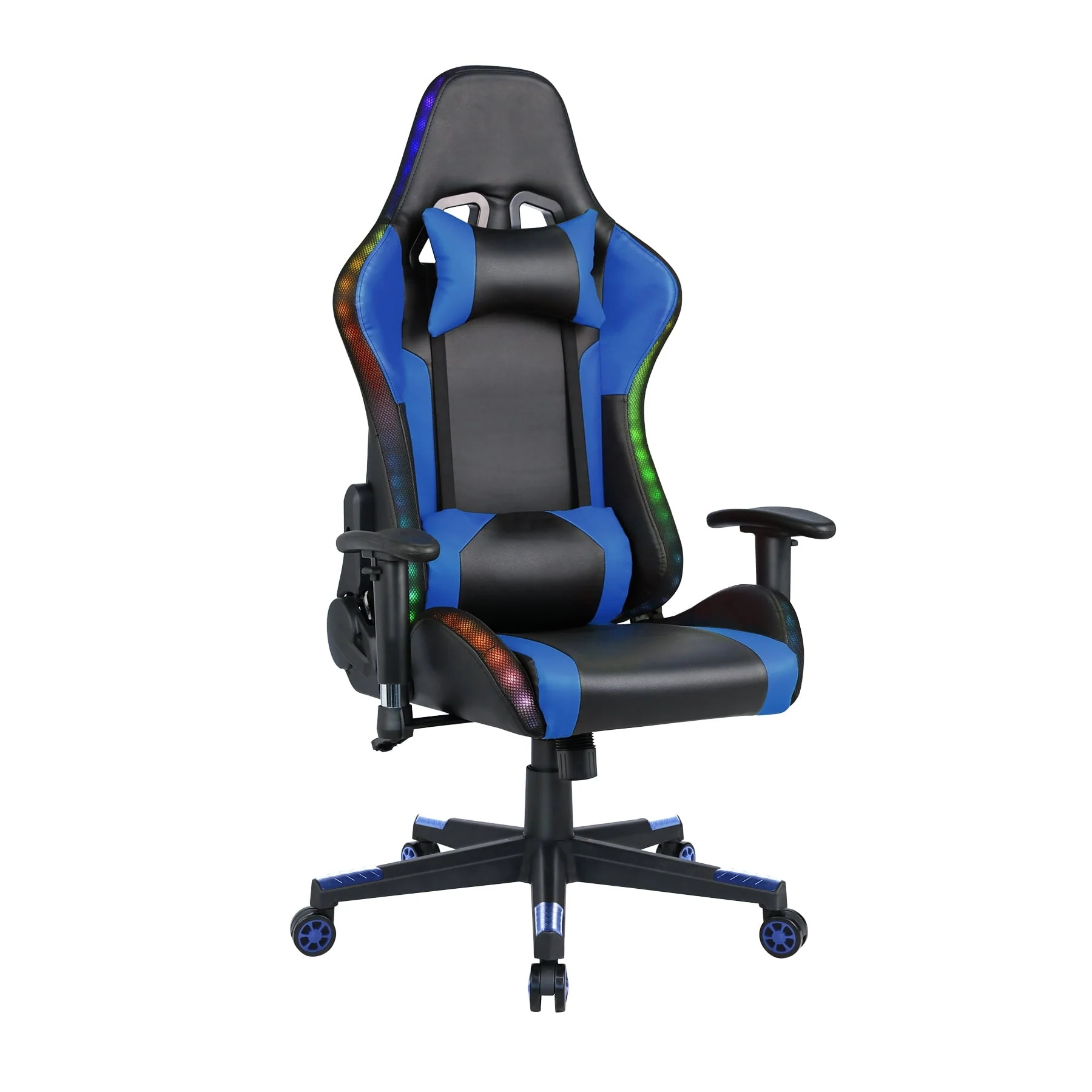 HomeMiYN Gaming Chair with Speakers Video and  RGB LED Lights, Pink PU Leather Ergonomic Racing Office Chair